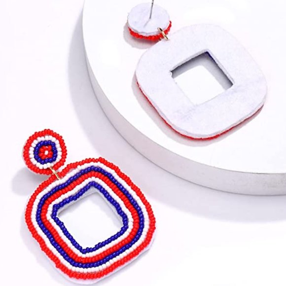 Red White & Blue USA Patriotic Beaded United States America American Patriot New - Picture 4 of 6